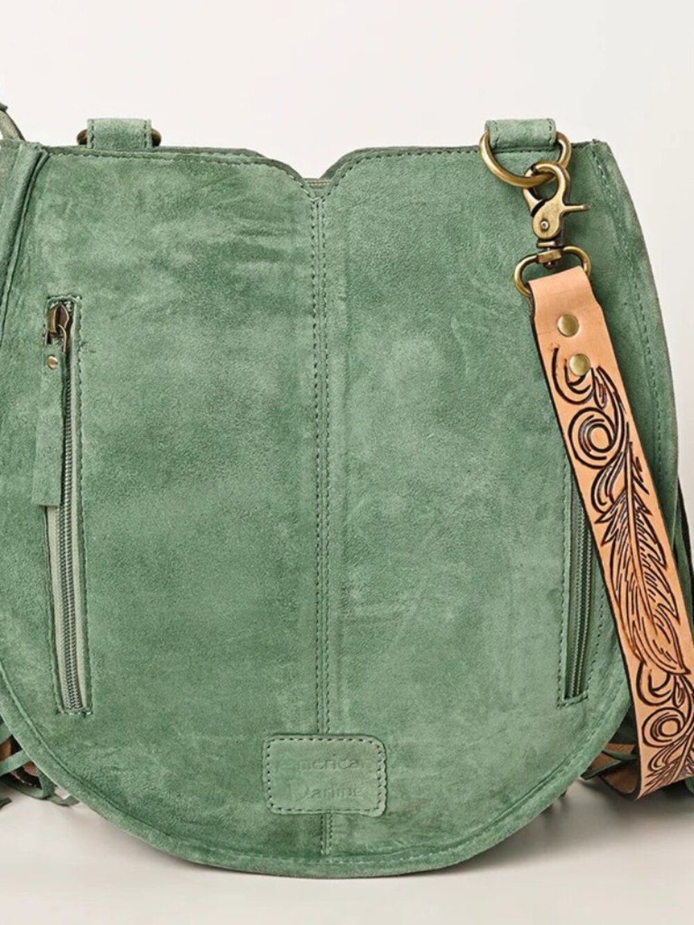 Sagebrush Boho Fringe Feather Crossbody Bag - Picture 4 of 7